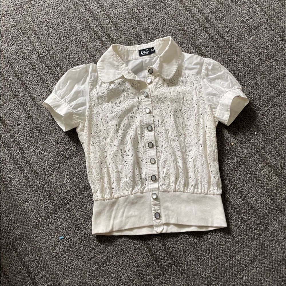 Dolce & Gabbana White Lace Blouse